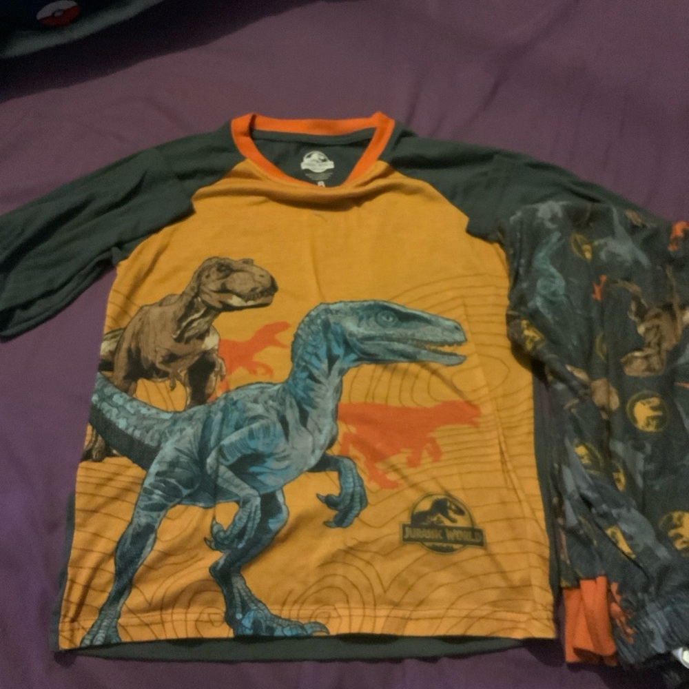 Jurassic World Dinosaur Long Sleeve Shirt - Orange and Green